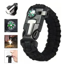 Pulseira De SobrevivĂȘncia Paracord BĂșssola Apito Pederneira Foto mini 1