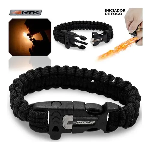 Pulseira De SobrevivĂȘncia Paracord Pederneira Apito Nautika Foto 1