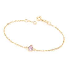 Pulseira Delicada Folheada A Ouro Rommanel Gota De Zircônia Comprimento 18 Cm Foto  mini 1