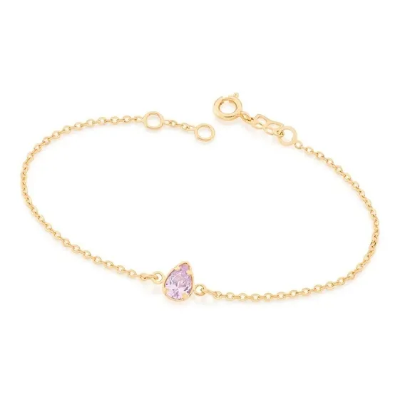 Pulseira Delicada Folheada A Ouro Rommanel Gota De Zircônia Comprimento 18 Cm Foto 1