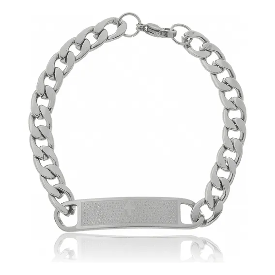 Pulseira Em Aço Inox Oração Pai Nosso Unissex Top Foto 1