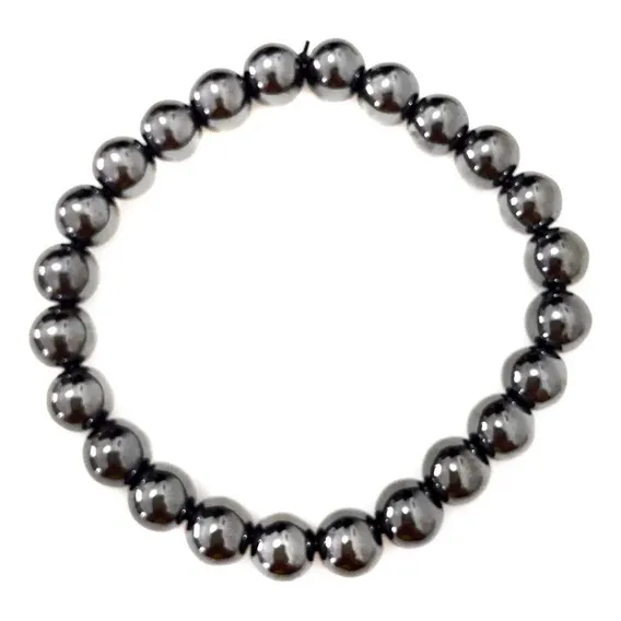 Pulseira Esfera De Hematita Cristal Natural Pedra Proteção Foto 1