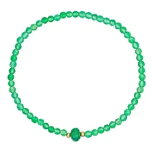 Pulseira Esmeralda Indiana E Ágata Verde, 2 Esferas Em Ouro Foto mini 1