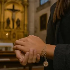Pulseira Espírito Santo Coração Dourado Foto mini  2