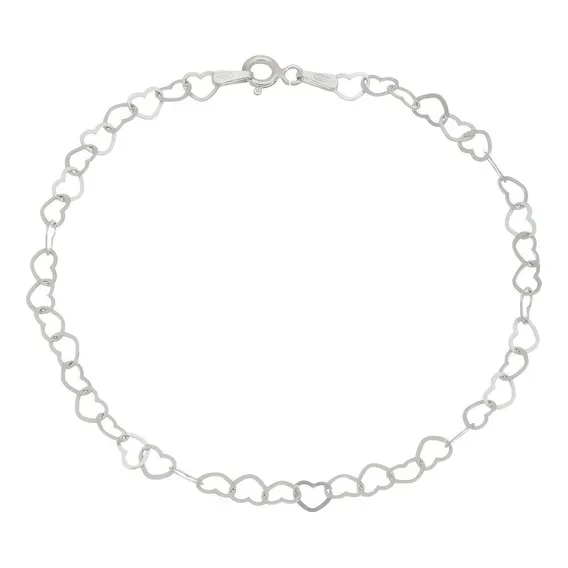 Pulseira Fem. Prata Maciça 925 Coração Foto 1
