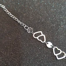 Pulseira Feminina 2 Corações Aço Inox Prateado Rik9 Choker Foto mini  3