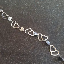 Pulseira Feminina 2 Corações Aço Inox Prateado Rik9 Choker Foto mini  2
