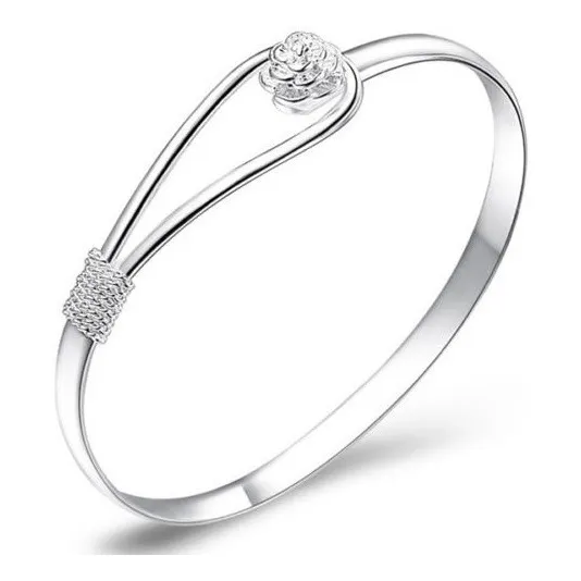 Pulseira Feminina Bracelete Prata Folheado Com Pedras Strass Comprimento 6 cm Diâmetro 6 cm Foto 1