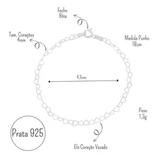 Pulseira Feminina Prata 925 Elo Coração Foto mini 4