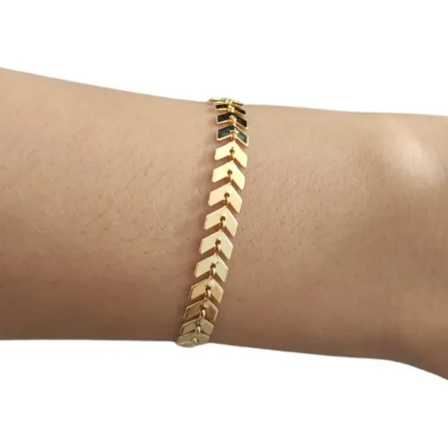 Pulseira Flecha Tendência Escama De Peixe Folheado A Ouro Comprimento 22 cm Diâmetro 2 cm Foto 1