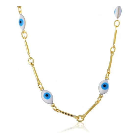 Pulseira Folheada Em Ouro Com Olho Grego Folheado Ouro 18k Foto 1