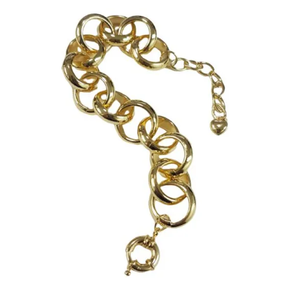 Pulseira Folheado Elo Redondo Liso Médio Foto 1