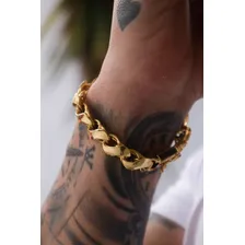 Pulseira Grossa 13mm Moderna Banhada A Ouro 18k Comprimento 22 Cor Dourado Diâmetro 13 Foto mini 2