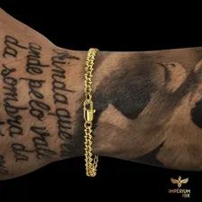 Pulseira Groumet Detalhada Banhada A Ouro 18k Comprimento 20 Cm Foto  mini 1