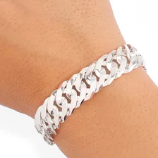 Pulseira Groumet Dupla Fecho Gaveta - Prata 925 Maciça 15mm Foto mini  3