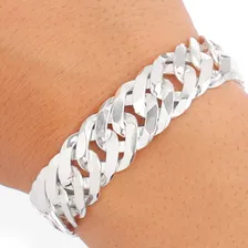 Pulseira Groumet Dupla Prata Maciça 925 Fecho Gaveta 17mm Foto mini 2