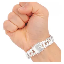 Pulseira Groumet Dupla Prata Maciça 925 Fecho Gaveta 17mm Foto mini 1