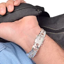 Pulseira Groumet Dupla Prata Maciça 925 Fecho Gaveta 17mm Foto mini 4