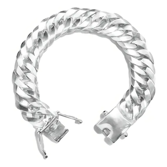 Pulseira Grumet Elos Duplos Prata Maciça 16 Mm 25 Cm Foto 1
