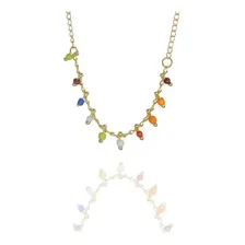 Pulseira Infantil De Pedrinhas Coloridas Folheado A Ouro 18k Foto  mini 1