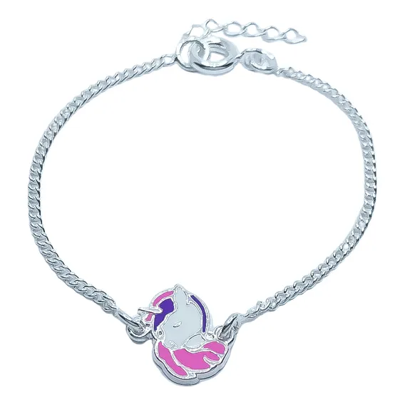 Pulseira Infantil Em Prata 925 Comprimento 14 Cm Cor Unicornio Foto 1