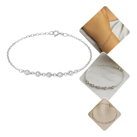 Pulseira Infantil Feminina Prata 925 Menina Ponto De Luz Minimalista Presente Foto 1