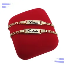 Pulseira Infantil Recém Nascido Banho Ouro 18k Gravação Foto  mini 1