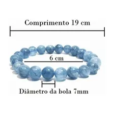 Pulseira Jade Água Marinha - Pedra Da Leveza E Calmaria Comprimento 19 Cm Diâmetro 6 Cm Foto mini 2