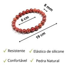 Pulseira Jaspe Vermelha Cristal Da Energia Pedra Natural Comprimento 19 
