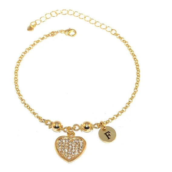 Pulseira Lembrancinha Madrinhas Pingente Coração Folheada Comprimento 18 Cm Diâmetro 18 Foto 1