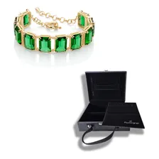 Pulseira Luxo Festa Romanel 552184 Pedras Verde Com Foto mini 1