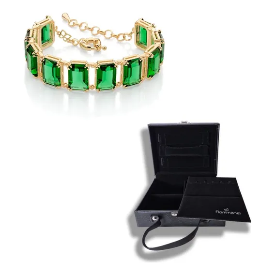Pulseira Luxo Festa Romanel 552184 Pedras Verde Com Foto 1