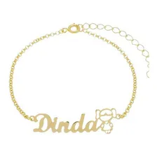 Pulseira Madrinha Dinda Menina Banhada A Ouro 18k Foto  mini 1