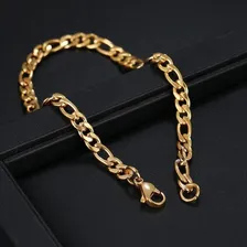 Pulseira Masculina 6mm Elo Grumet 3 Por 1 Aço Banhado A Ouro Foto mini  3