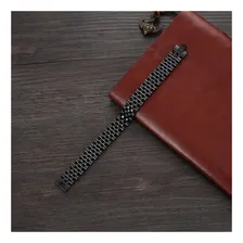 Pulseira Masculina Aço Preta Bracelete Luxo Foto mini 2