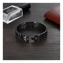 Pulseira Masculina Aço Preta Bracelete Luxo Foto mini 3