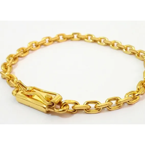 Pulseira Masculina Banhada A Ouro 18k Elo Cadeado 5mm Foto 1