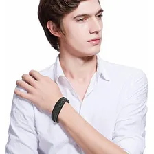 Pulseira masculina de couro, pulseira masculina, presente para homens com diâmetro de 23 cm Foto mini 3