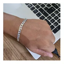 Pulseira Masculina De Prata 925 Grumet Flat 7mm 21cm Escama Comprimento 21 cm Diâmetro 21 cm Material 100% Prata 925k + Flanela Limpa Joias + Veludo Foto mini  3