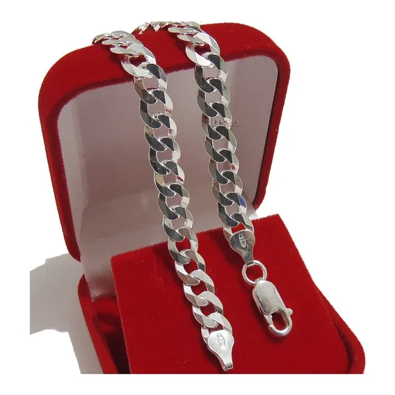 Pulseira Masculina De Prata 925 Grumet Flat 7mm 21cm Escama Comprimento 21 cm Diâmetro 21 cm Material 100% Prata 925k + Flanela Limpa Joias + Veludo Foto 1