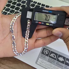 Pulseira Masculina De Prata 925 Grumet Flat 7mm 21cm Escama Comprimento 21 cm Diâmetro 21 cm Material 100% Prata 925k + Flanela Limpa Joias + Veludo Foto mini 4