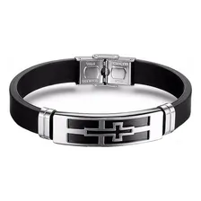 Pulseira Masculina De Silicone E Aço Inoxidável Com Cruz Foto mini 1