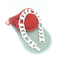 Pulseira Masculina Folheada Prata 21cm 12mm Foto mini 3