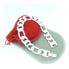Pulseira Masculina Folheada Prata 21cm 12mm Foto mini 1