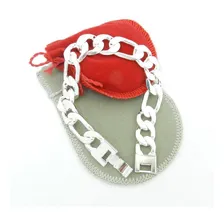 Pulseira Masculina Folheada Prata 21cm 12mm Foto mini 2