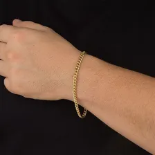 Pulseira Masculina Grumet Trabalhada Folheada A Ouro 18k Foto mini 2