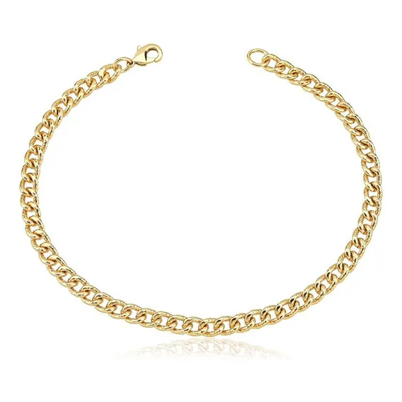 Pulseira Masculina Grumet Trabalhada Folheada A Ouro 18k Foto 1