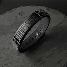 Pulseira Masculina Oração Pai Nosso Couro Legítimo Fecho Foto mini 2