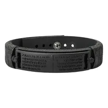 Pulseira Masculina Oração Pai Nosso Couro Legítimo Fecho Foto mini 4
