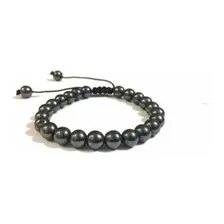 Pulseira Masculina Pedra Hematita 8mm Regulável Bolinha Comprimento 19 Cm Foto mini  2